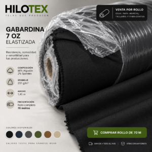 Gabardina elastizada color negro