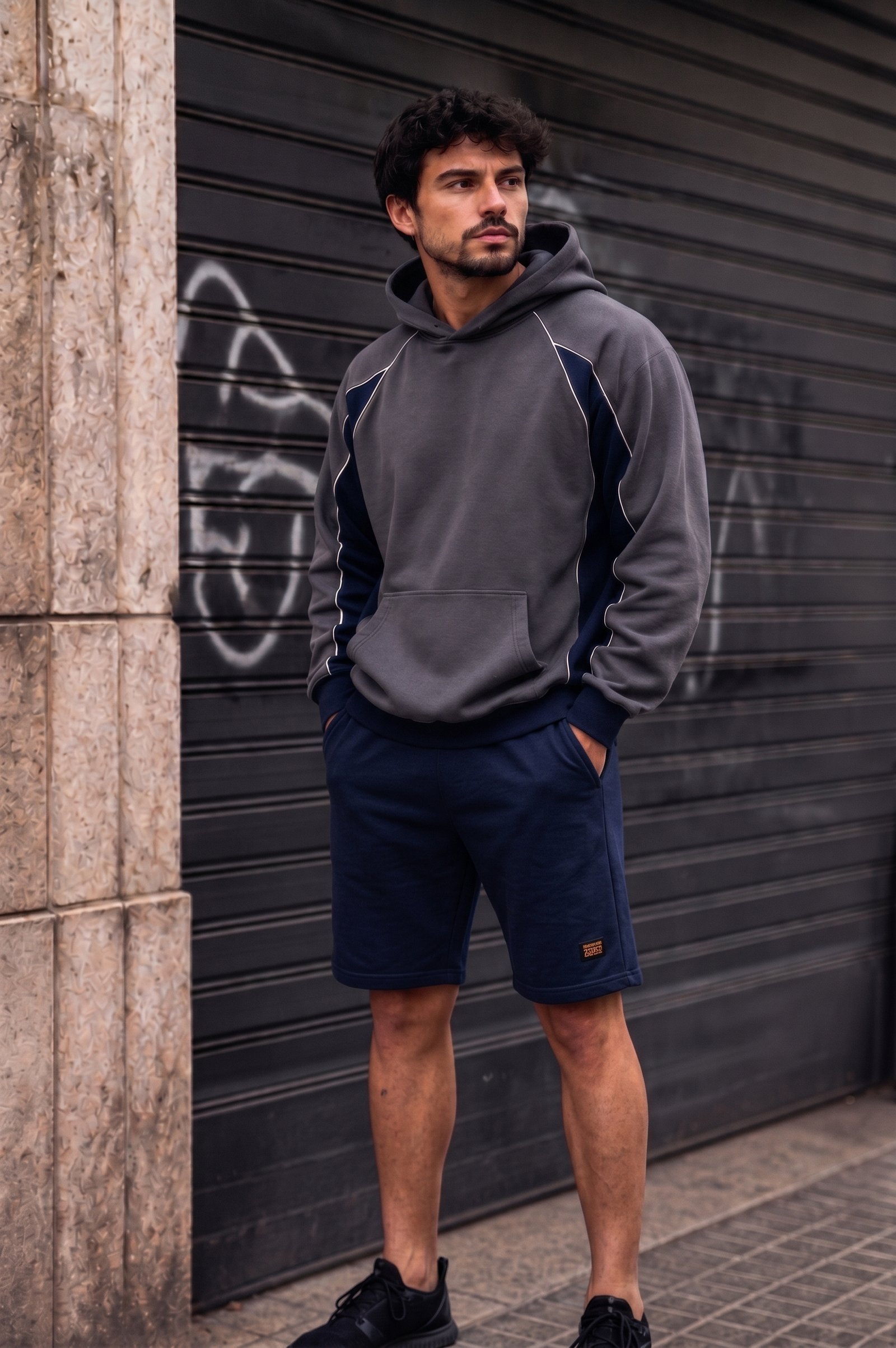 buzo oversize SPORT grey & blue