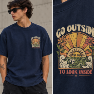 Remera Regular color azul navy look inside