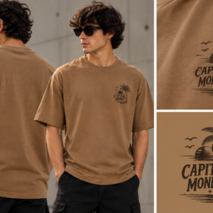 Remera Regular color camel capital beach