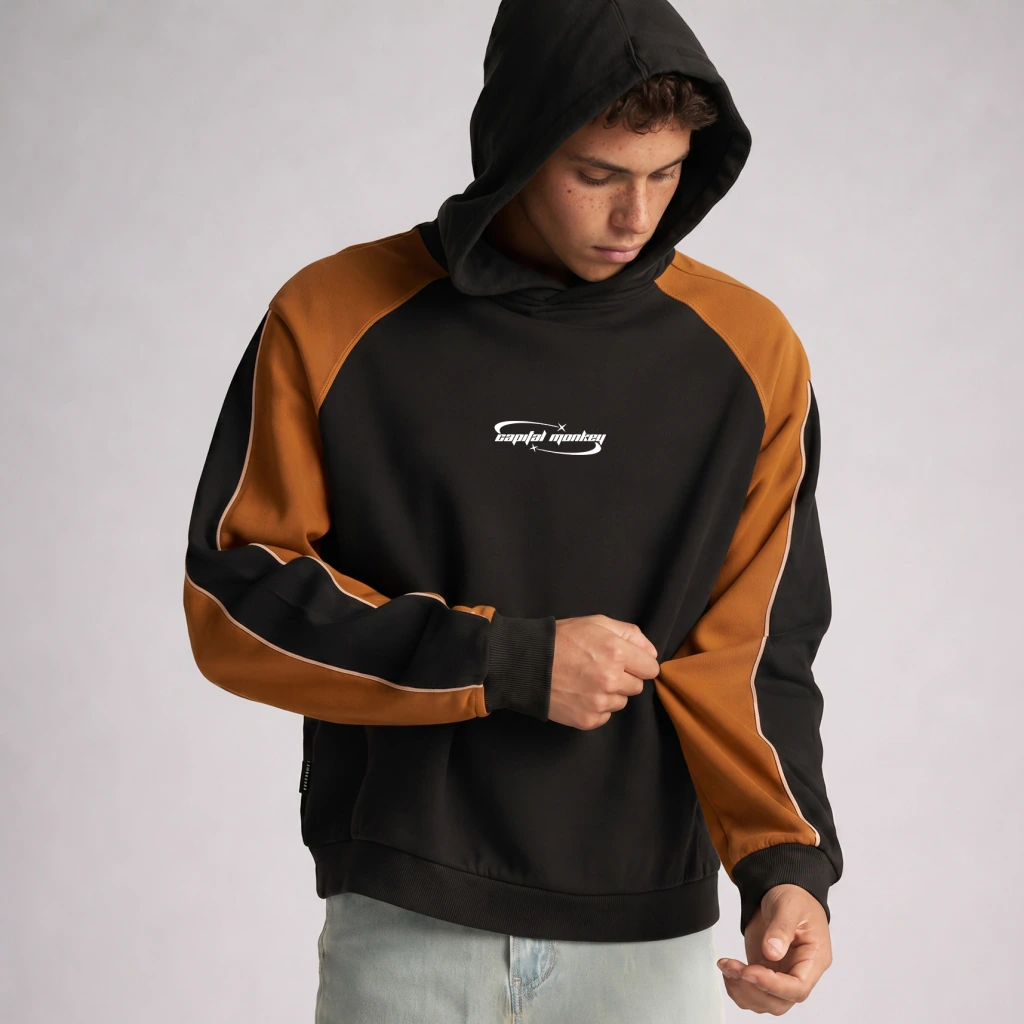 buzo oversize SPORT black & caramel - CM